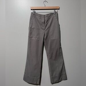 Club Monaco Tea Lounge High Rise Flared Leg Cropped Grey Cotton Pants